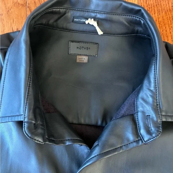 MOTHER Black Faux Leather Button-Up Blazer - Picture 2 of 7